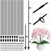 TZEKING 16 Pezzi Supporto per Piante 6.3mm x 36cm - Tutori in Fibra di Vetro Resistenti con Aste di Collegamento, Picchetti & Clip - Ideale per Orchidee, Monstera - Resistente agli Agenti Atmosferici