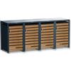 Metzler box pattumiere design antracite & effetto legno con tetto vegetale 4x240L, acciaio verniciato, apertura automatica