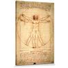 1art1 Leonardo da Vinci Poster Stampa Artistica su Tela Uomo Vitruviano, 1490 Circa Quadro da Parete sulla Barella | Murale XXL | Immagine 120x80 cm