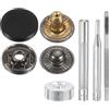 QUARKZMAN 24Set Bottoni Automatici a Pressione in Pelle, 12.5mm Dia 2.76 Lungo in Ottone con 4 Strumenti Installazione Inclusi Metallo da Cucire per Borse Cappotti Barche Tela, Nero Opaco