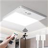 Tnight Plafoniera LED Sensore di Movimento 12000mAh Ricaricabile, Lampada da Soffitto Senza Filo IP44 Impermeabile, 3 Modalità Luce Regolabile con Telecomando, Installazione Magnetica Senza Fori per Bagno