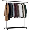 CLP Appendiabiti con ruote Bernis, guardaroba in metallo estensibile, barra robusta fino a 80 kg con ripiano portascarpe, Dimensione:XL