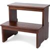StrongTek Sgabello 2 Gradini in Bambù 158 kg Cioccolato Scuro | Scaletta robusta in bambù con base antiscivolo per adulti e bambini, ideale per bagno, cucina e camera da letto