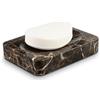 HAMAKAWA Portasapone in marmo naturale, rettangolare, in pietra marrone scuro, supporto per spugna per vasca da bagno, doccia e lavello della cucina, elegante accessorio da bagno per la decorazione