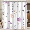 Lerores Tenda da doccia 180x180 cm, con fiori lilla, antimuffa, idrorepellente, lavabile, in poliestere, con 12 occhielli e anelli per doccia per bagno, vasca da bagno