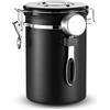 PIQIUQIU Contenitore ermetico per caffè da 1,8 l, in acciaio inox, ermetico, con datario, per chicchi di caffè, farina, zucchero a velo, tè, zucchero