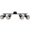 Briloner- Lampada da soffitto retrò con paralume a traliccio, lampada da soffitto vintage a 4 luci, attacco E14 max. 25 watt, paralumi regolabili, spot rustico da soffitto in acciaio, nero.