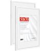 HIMEETIME® 2x Cornice per foto 50x70 cm,Legno di quercia,Bianco,Passepartout 40x50cm,Cornice 50x70 con Vetro artificiale infrangibile- Cornice per Grande Quadro,Poster-Solo esposizione da parete
