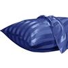 Lirex Set di 2 Federe in Raso 40x80cm, Protezione Capelli e Pelle & Antirughe, Chiusura a Cerniera, Strisce Blu Navy