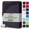 Svenson Lenzuolo con angoli elasticizzati, in jersey, 100% cotone, 200 x 220 cm, colore: nero
