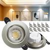 Laiebri Faretti LED da incasso, 230V, dimmerabili, 6W, IP44, diametro 68mm, orientabili a 38°, temperatura colore 3000K/4000K/6000K, per bagno, faretti piatti da incasso, Nichel, 10er