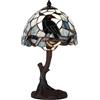 Bieye L32010 Corvo si siede su ramo calvo nella notte di luna piena, lampada da tavolo in vetro colorato stile Tiffany per decorazione d'interni (blu scuro, 8 x 14 H piccolo)