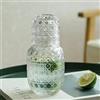 Generic Caraffa per Acqua da Comodino e Set di Bicchieri in Vetro, Set di Caraffe da 18oz con Tazza, Caraffe da Notte per Comodino e Set di Bicchieri in Vetro, Set di Caraffa per Acqua in Vetro Vintage con