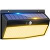 Peasur Luce Solare LED Esterno, 368LED Faretti Solari a Led da Esterno, 3 Modalità Faretto LED con Sensore di Movimento, Super Luminoso Luci Solari Esterno IP65 Impermeabile