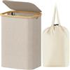 Lifewit Cesta Portabiancheria 80 L con Coperchio, Grande Cesto Biancheria Pieghevole in Bambù con Sacco Interno, Portabiancheria Salvaspazio, Laundry Basket per Camera da Letto, Bagno, Beige