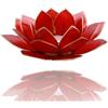 Trimontium Portalumino rosso rubino a forma di fiore di loto a tre fogli, conchiglia Capiz, rosso, 14 x 14 x 8 cm