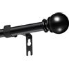 Poskena Bastone Tende Estendibile da 16 mm 67-107 cm, Asta Telescopica Nero con Staffe e Pezzi Finali per Camera da Letto e Soggiorno