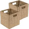 Everlencia Cesto portaoggetti da 25 x 25 x 25 cm, organizer in stile vimini con manici, scatola portaoggetti decorativa durevole ed ecologica per bagno, camera da letto, soggiorno