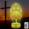 Okayera Luce notturna a croce 3D, illusione di Gesù, lampada a LED con ologramma ottico con timer con telecomando a 16 colori che cambiano colore, regalo religioso cristiano cattolico, regalo di