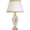 Generico LUCECLASS - C566P_COT Lampada da comodino, appoggio classica artigianale da tavolo in puro cristallo, con paralume in cotone avorio, per camera da letto, soggiorno, corridoio, hotel.