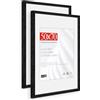 HIMEETIME® 2x Cornice per foto 50x70 cm,Legno di quercia,Nero,Passepartout 40x50cm,Cornice 50x70 con Vetro artificiale infrangibile- Cornice per Grande Quadro,Poster-Solo esposizione da parete