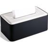KINGFOM Copri scatola fazzoletti porta fazzoletti in pelle PU rettangolare per casa o ufficio (C-nero)