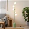Alpinaluz Lampada da Terra Verde Moderna con 5 Sfere Luna 3D in ABS Stampate, Base in Ferro Robusta, 5 Portalampada G9 per Illuminazione Soffusa e Design Nordico Elegante per Soggiorno e Camera da
