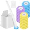 Alongen Set di spazzole per WC monouso con manico allungato e supporto, set di pulizia per WC con 24 pezzi di ricariche detergenti, set di spazzole per WC per bagno, lavandino, vasca da bagno, pavimento