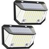 AmeriTop 2 Lampioni Solari con Sensore di Movimento, 122 LED, Luce di Sicurezza Esterna con Rilevamento 8M e Angolo 300°, IP65 Impermeabile, Luce da Parete per Portico, Patio, Garage e Scale