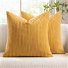 Slozzi Set di 2 federe per cuscino in velluto a coste decorazione autunnale giallo zenzero 50x50 cm federe copricuscini cuscini per divano federe decorative cuscini per divano morbidi per divano