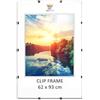 MG Design Cornice con clip, 62 x 93 cm, in vetro acrilico infrangibile facile da appendere, per poster, foto e certificati