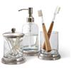 Loberon Drinapoly Set per Bagno - Raffinata Decorazione - Ottone e Vetro, Trasparente/Argento Antico