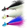 Dr.Fish 3 Pack Bucktail Jig Saltwater Fishing Jig Buck Tail Hair Lure Surf Fishing Bass/Striper/Mackerel/Halibut/Flouder Lure 1/4oz