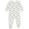 Petit Bateau Pigiama Bambino in Pile raschiato Apertura Posteriore Stampata Coccodrillo, Ecru Multicolore, 18 Mesi