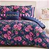 Juicy Couture Bed in a Bag - Set copripiumino per letto matrimoniale, in poliestere, con rose, colore: blu navy/rosa