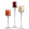 Relaxdays portacandele, Set 3 pz, 3 Misure, Vetro, Candele a Colonna, tealight, galleggianti, Trasparente