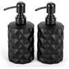Relaxdays Dispenser Sapone, Set da 2, 350 ml, Vetro Ricaricabile, Sapone/bagnoschiuma/lozione, Bagno e Cucina, Nero