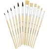 TSI Set di Pennelli per la Scuola Naturale, 12 Pezzi, Include 6 Pennelli per Capelli (Dimensioni 2, 4, 6, 8, 10 e 12) e 6 Pennelli con Setole (Dimensioni 4, 6, 8, 10, 12 e 14), Fusto in Legno Naturale