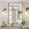LOAAO Specchio da bagno da 55,8 x 76,2 cm, rettangolare, con cornice in oro, specchio da bagno in oro spazzolato, montaggio a parete, antiruggine, da appendere orizzontalmente o verticalmente