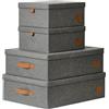 LOVE !T STORE !T LOVE IT STORE IT Premium Scatole portaoggetti - Grigio - Set 4 | Scatole per Armadio con coperchio, rinforzate in MDF, per vestiti, cameretta, armadio e sottoletto, 3 misure