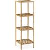 Relaxdays Scaffale da Bagno in Legno di Noce, HLP: 113x35,5x35,5 cm, 4 Ripiani, Mobiletto Salvaspazio Cucina, Naturale