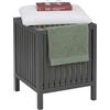 Relaxdays Cesto portabiancheria con Seduta, Noce, Coperchio Imbottito, 51x38x38 cm, Grigio/Bianco