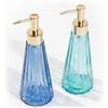 Relaxdays Dispenser Sapone, Set da 2, 320 ml, Vetro Ricaricabile, per Sapone e bagnoschiuma, Bagno e Cucina, Verde/Blu