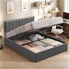 VASAGLE Struttura Letto, 160 x 200 cm, Letto Sollevabile con Contenitore, Testiera, Sollevamento Idraulico, Moderno e Semplice, Montaggio Facile, Grigio Scuro RMB615G02