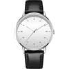 OSOLVE Orologio da uomo No Logo Business Watch Movimento Giappone Cinturino in pelle PU Lunetta sottile Design semplice Minimalismo, bianco