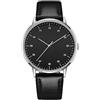 OSOLVE Orologio da uomo No Logo Business Watch Movimento Giappone Cinturino in pelle PU Lunetta sottile Design semplice Minimalismo, Nero