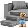 Sunowl Scaletta per Cani, Sunowl Pieghevole Scala per Cani a 3 Gradini, Scalette per Cani Letto Extra Larghi con Contenitore, Superficie Morbida Antiscivolo, Scaletta per Cani di Piccola Taglia Gatti