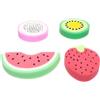 RUNROTOO Spugne da Bagno a Forma di Frutta, Set 4 Pezzi per Bambini | Materiale in Spugna, Leggero e Delicato, Aiuta a Rimuovere Cellule Morte, Facile da Trasportare Colore Casuale