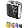 Generico Portable Rotary Dual Ring Electric Shaver, R-18 Luggage Electric Shaver, Mini Small Steel Cannon Rotary Dual Ring Razor for Men (Black)