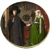 Handmade Calamite (o spille) Artistiche di forma circolare con celebri Opere d'Arte (Ritratto dei coniugi Arnolfini, Van Eyck)
